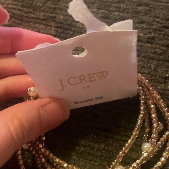 J.Crew Factory Gold and Pearl Stretch Bracelets Set-of-Six Elastic CA314 - Picture 5 of 5